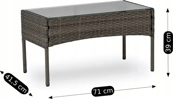 Zestaw Mebli Ogrodowych MISSISIPI Szary Sofa Krzesła Stolik Tarasowy Technorattan Nowoczesne