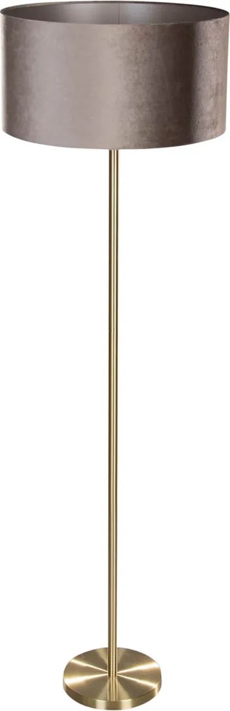 Lampa podłogowa mosiężna z welurowym abażurem taupe 50cm - Simplo