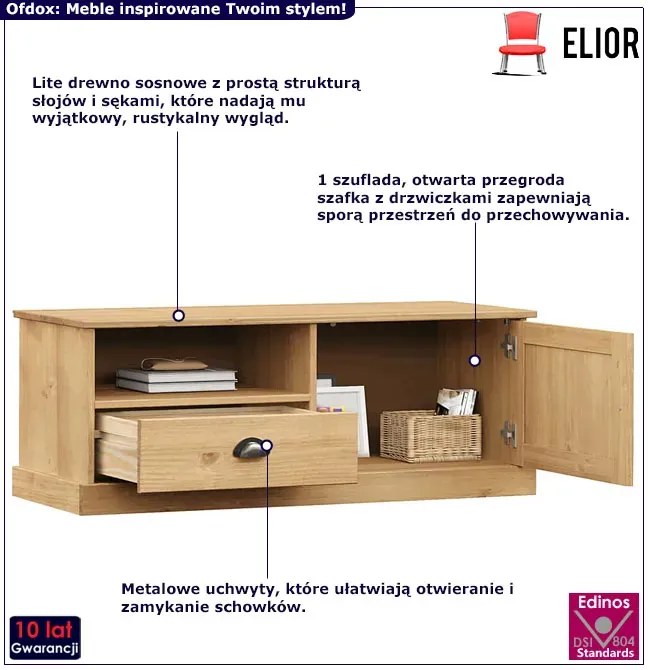 Sosnowa klasyczna szafka pod TV N2-Z57