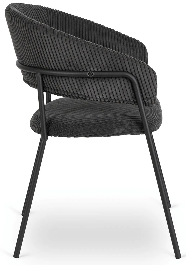 Krzesło Tapicerowane TINKA Czarne Sztruksowe Nowoczesne Loft
