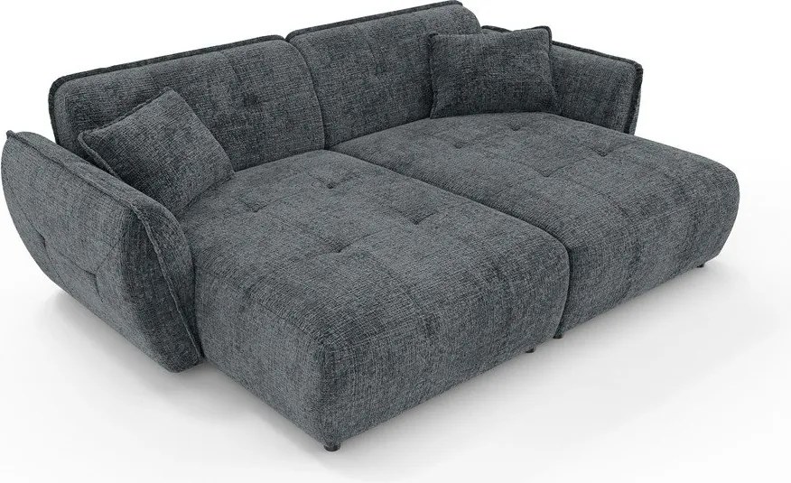 Ciemnoszara sofa z tkaniny szenilowej z szezlongiem 252 cm Nelia Big – Ropez