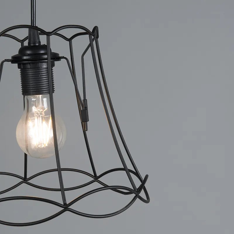 Retro Lampa wisząca czarna 25 cm - Granny Frame Retro Oswietlenie wewnetrzne