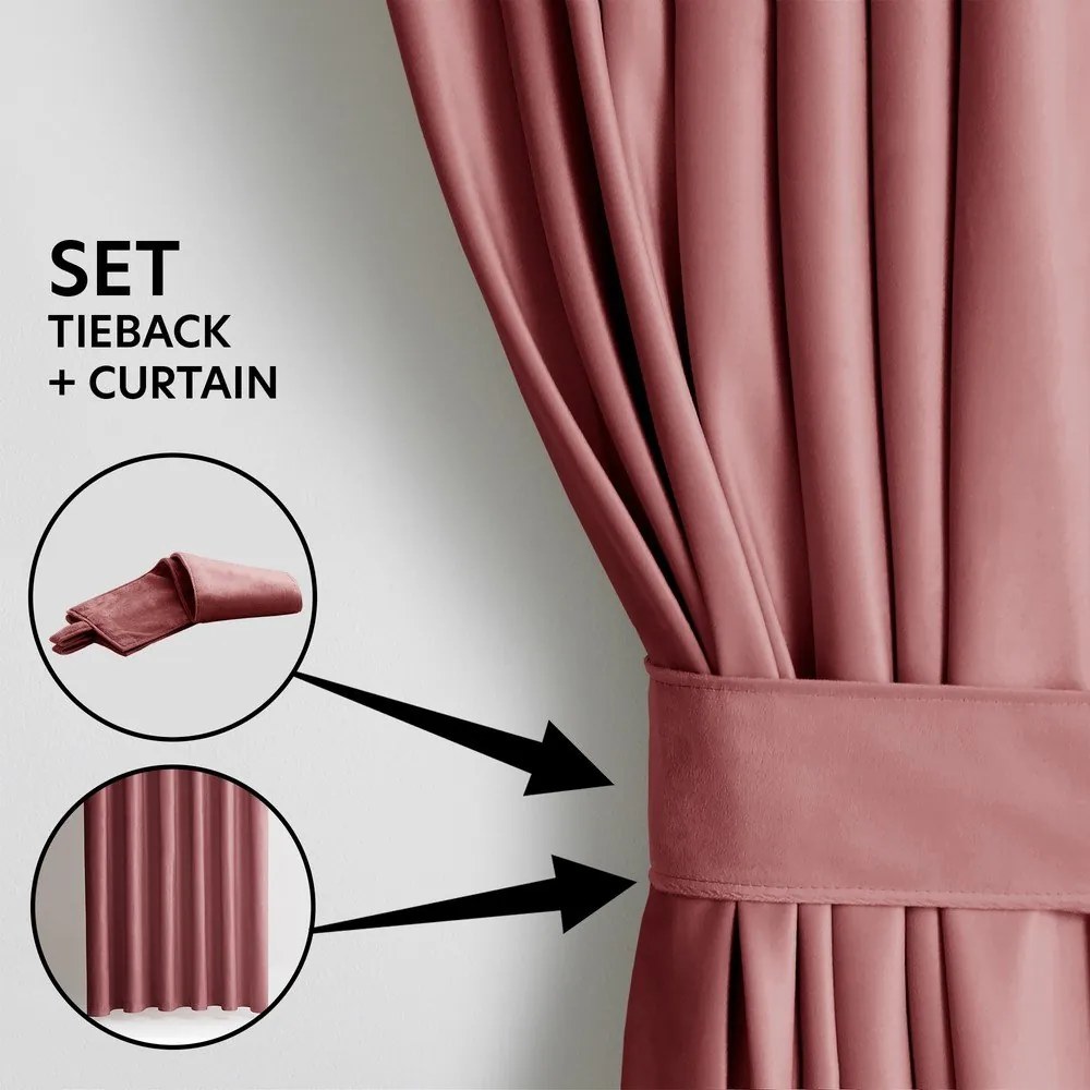 Różowa aksamitna zasłona częściowo zaciemniająca (dimout) 140x270 cm Eyelets – Restilo