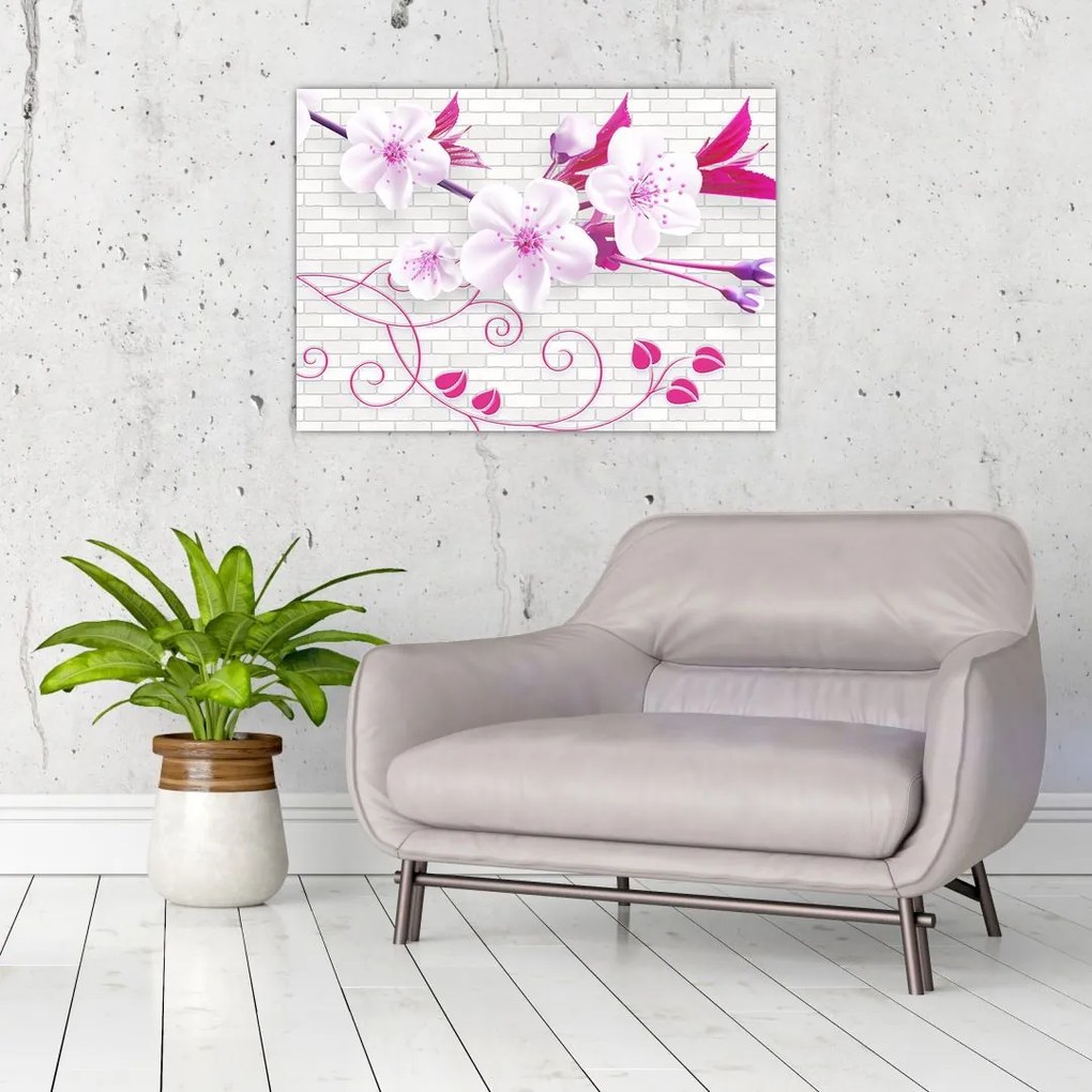 Obraz gałązki z kwiatami (70x50 cm)