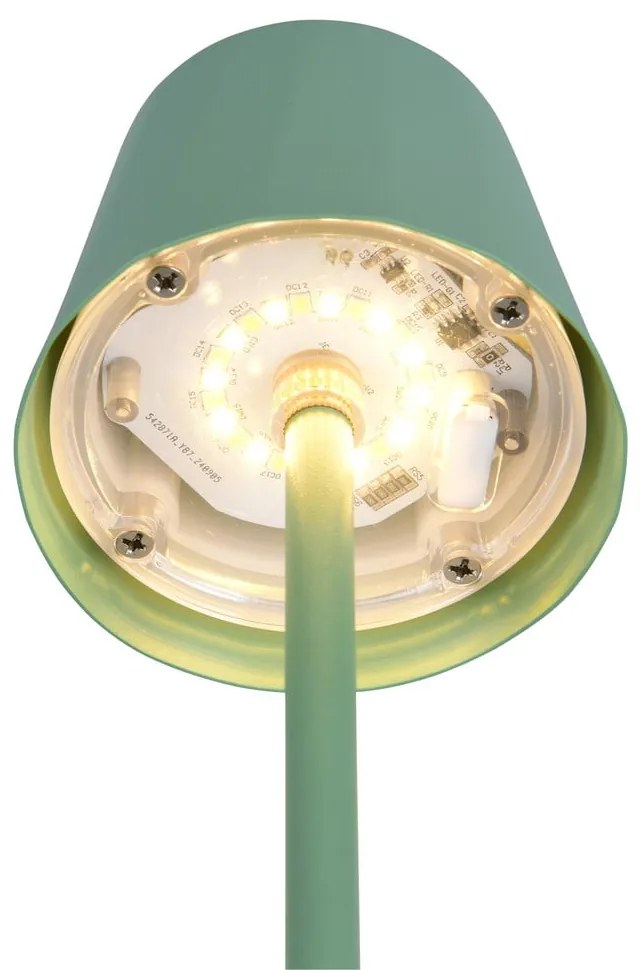 Jasnozielona lampa stołowa LED z metalowym kloszem (wysokość 21 cm) Diaz – Reality