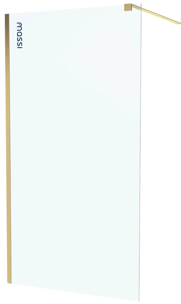 Ścianka prysznicowa Walk-in satynowa matowa prostokątna 8 mm MOLIS Satin Classic MASSI | rożne rozmiary : Kolor profili kabiny - złoty, Szerokość ścianki - 130 cm , Typ montażu - WALK in FIX (Do ściany)