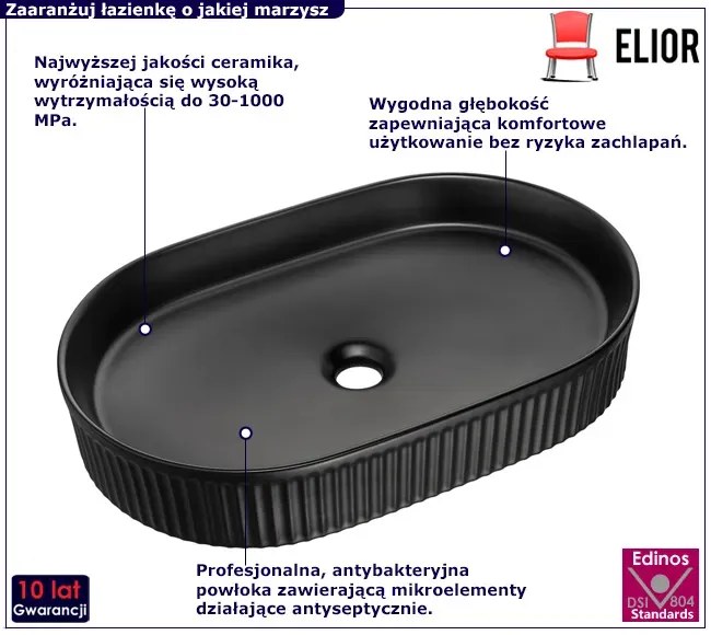 Czarna owalna ceramiczna umywalka F9-D41
