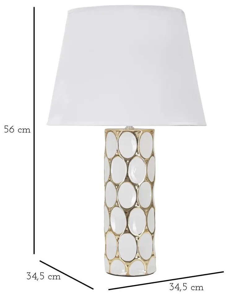 Ceramiczna lampa stołowa w biało-złotym kolorze z tekstylnym kloszem (wys. 56 cm) Glam Carv – Mauro Ferretti