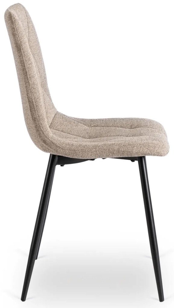 Zestaw Stół Okrągły Rozkładany HARRY 102-142 cm Dąb Artisan/Czarny i 4 Krzesła Tapicerowane ROBIN 2 Beżowe Nowoczesne