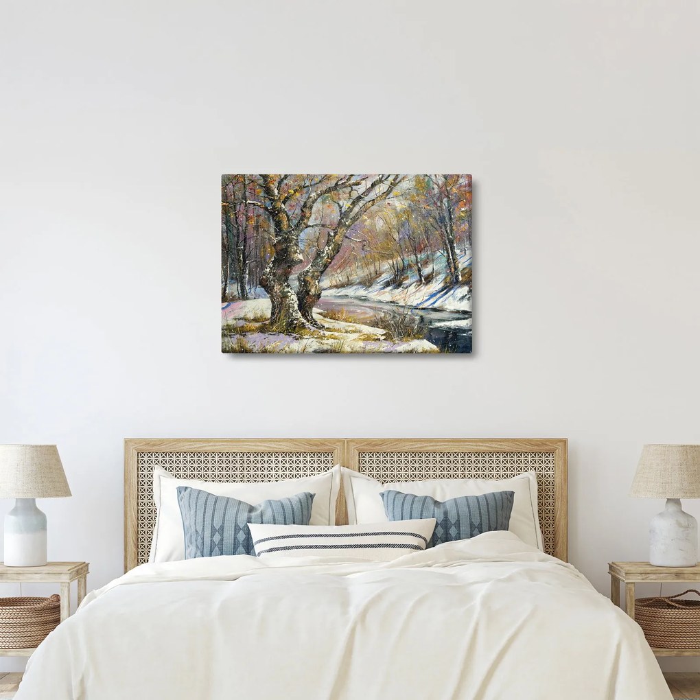 Obraz namalowanego zimowego krajobrazu (70x50 cm)