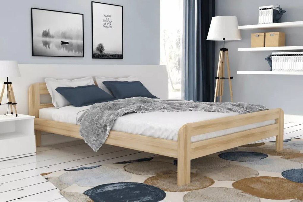 Łóżko drewniane ze stelażem Tresi 90x200-180x200 sosna białe szare