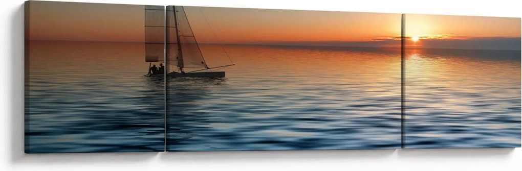 Obraz - Żaglówki na morzu (170x50 cm)
