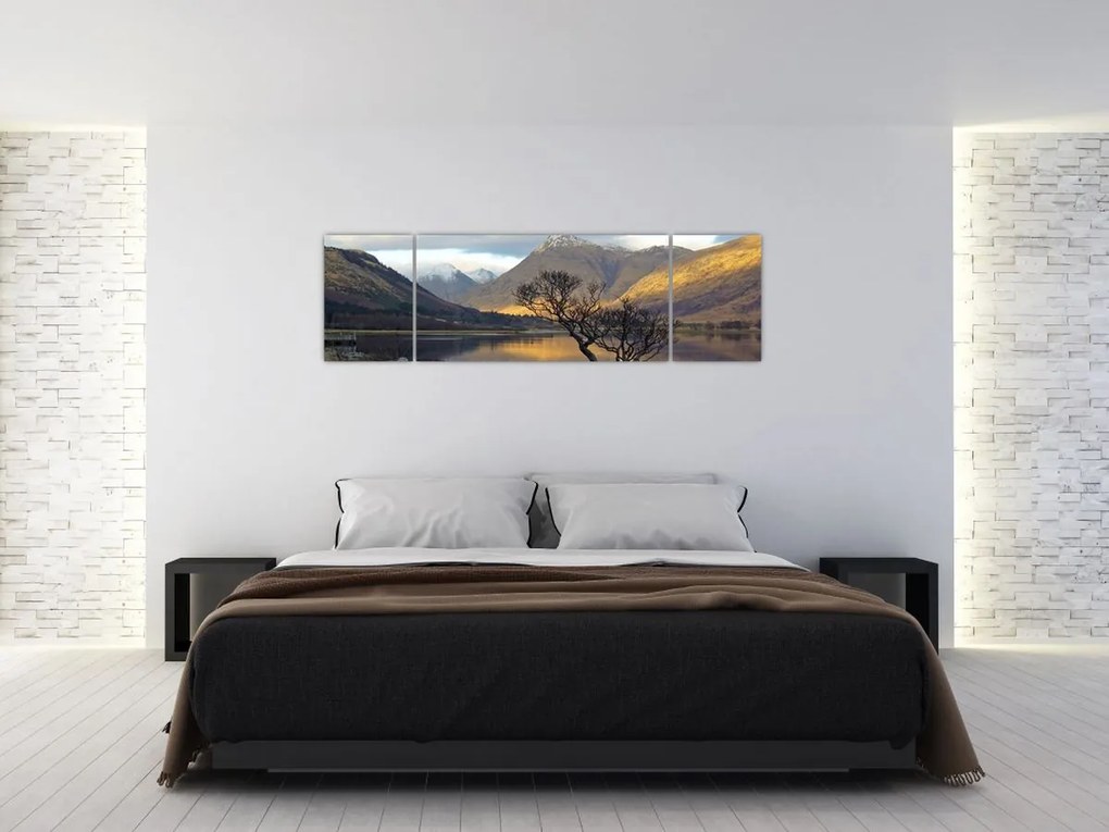 Obraz - Góry nad jeziorem (170x50 cm)