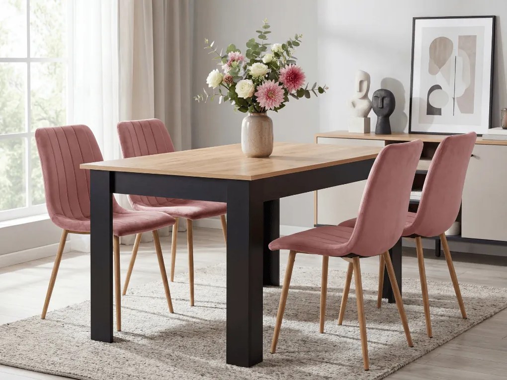 Różowe krzesło do kuchni LAVA aksamitne