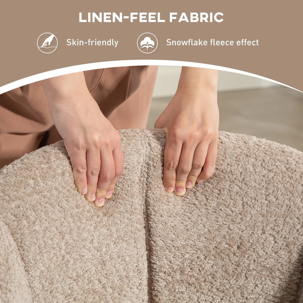 HOMCOM Fotel, Siedzisko z wygodnym siedziskiem, obrotowy, miękki pokrycie, do 120 kg, Jasnobrązowy