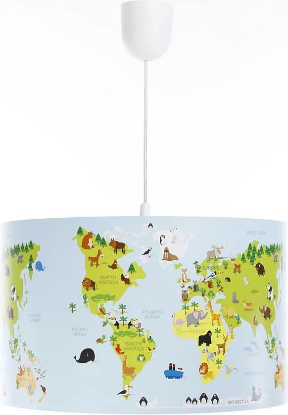 Dziecięca lampa wisząca mapa świata - A326 H9-H24