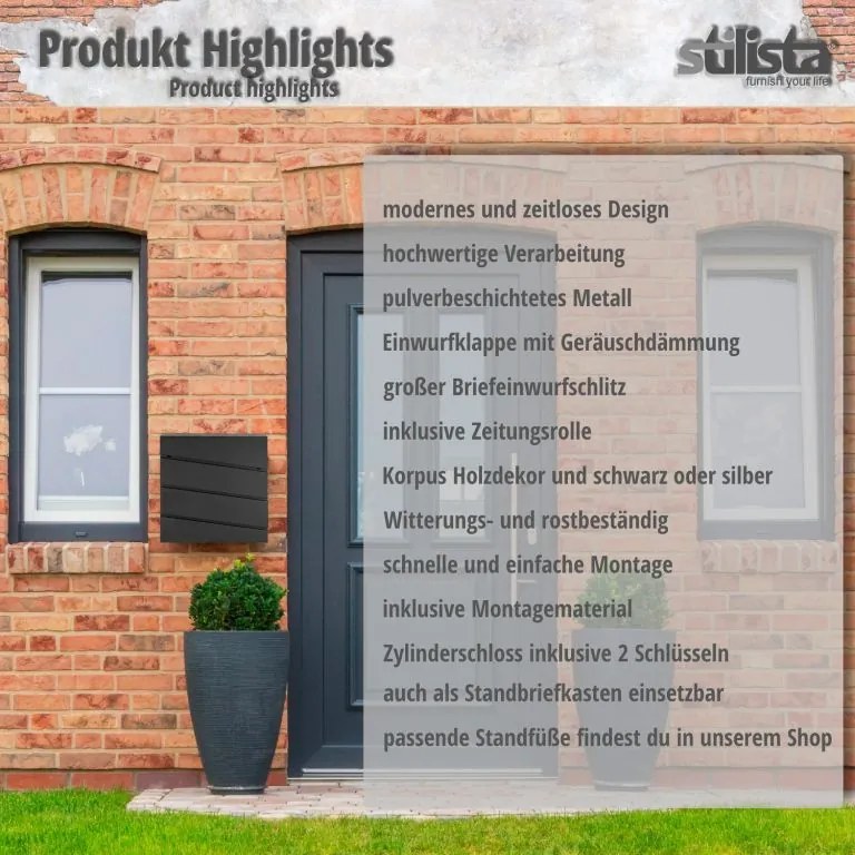 STILISTA  Skrzynka pocztowa Seul, 370 x 370 x 100 mm