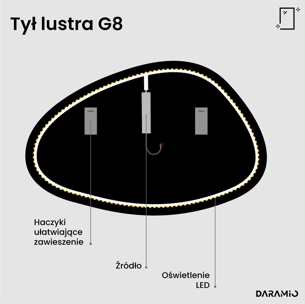 Lustro łazienkowe LED w kształcie kamienia G8