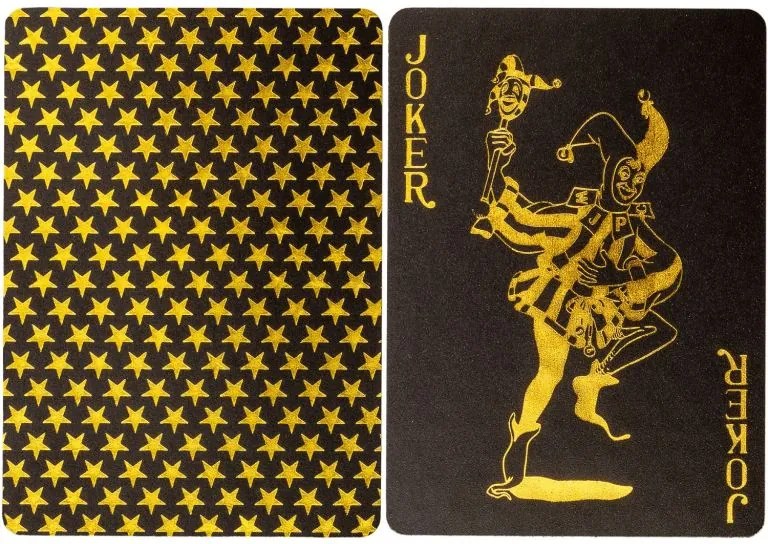 Karty pokerowe plastikowe - czarne / złote
