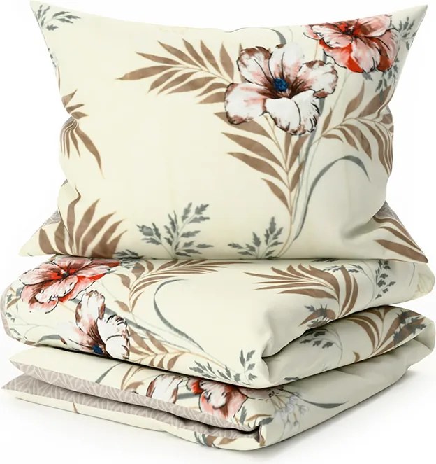 PrzytulneMieszkanie.pl PrzytulneMieszkanie.pl Dwustronna pościel DUO SENSE SANDORA kremowa + poszewka na poduszkę 40x50 cm GRATIS Rozmiar pościeli: 70 x 90 cm | 140 x 200 cm