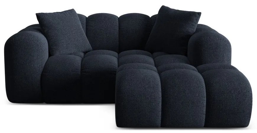 Ciemnoniebieski narożnik z tkaniny szenilowej (prawostronny/z szezlongiem) Treno – Cosmopolitan Design