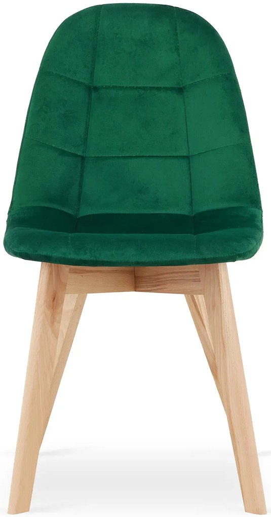 Zestaw zielonych drewnianych krzeseł welurowych 4 szt. D0-L73
