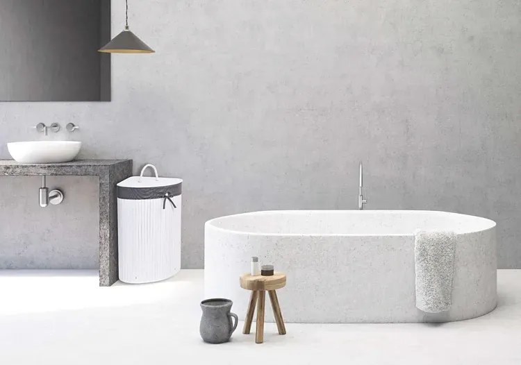 Biało-szary narożny kosz na pranie E6-F54