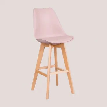 Wysoki Stołek Nordycki Z Poduszką Ze Skóry Ekologicznej Toasted Almond & ↑75 Cm - Sklum