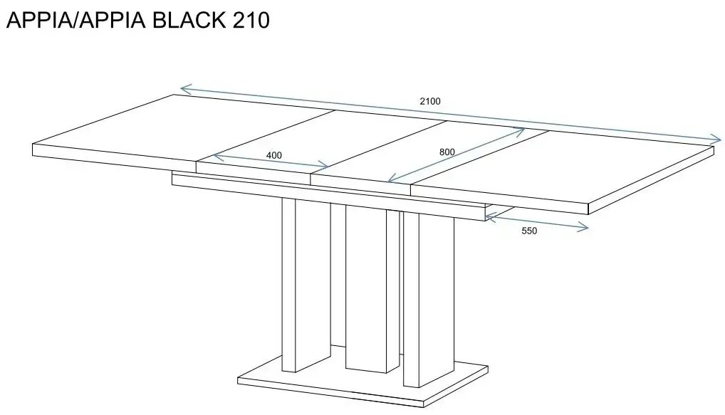 Stół rozkładany APPIA 130(210)x80 kaszmirowy mat/czarny mat ENDO