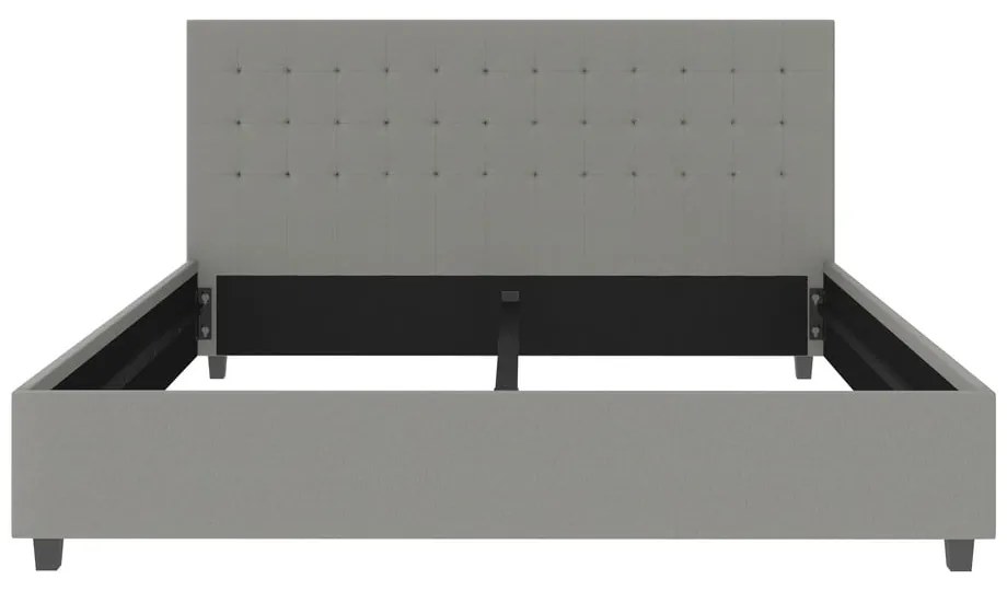 Szare tapicerowane łóżko dwuosobowe 180x200 cm Emily – Støraa
