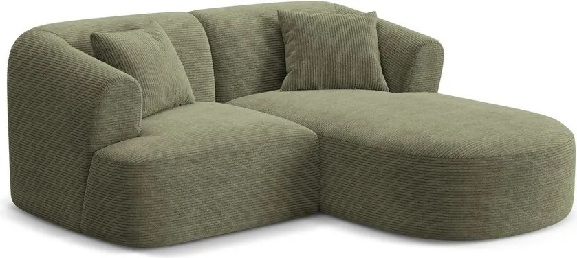 Zielony sztruksowy narożnik (prawostronny/z szezlongiem) Campi – Cosmopolitan Design