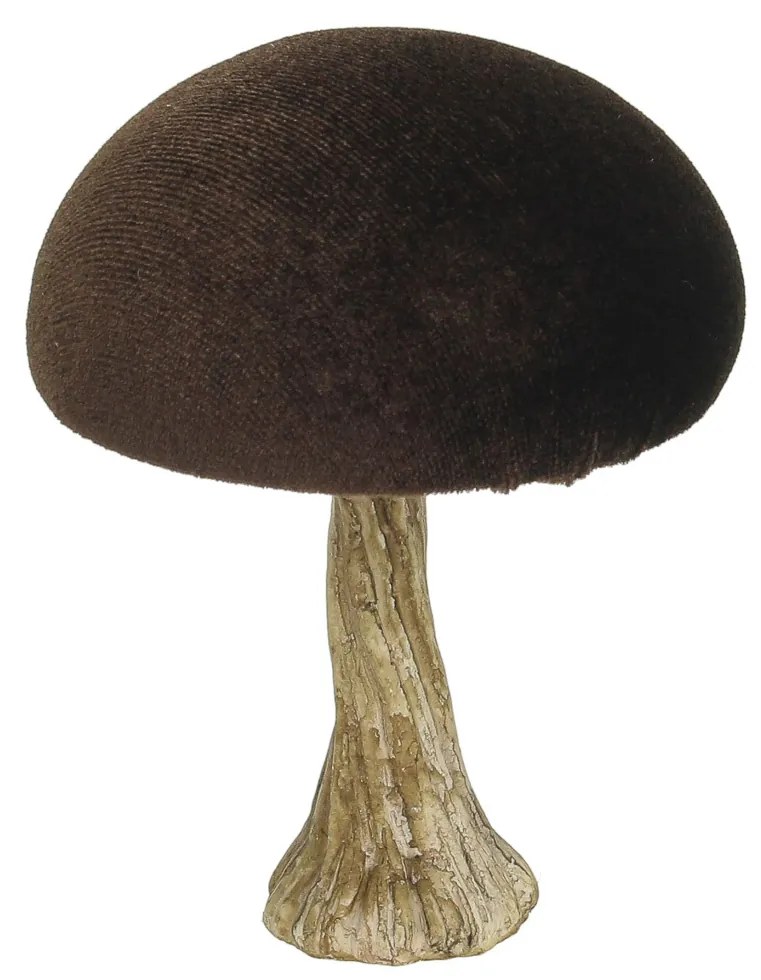 Dekoracja Velvet Mushroom 10 cm brown