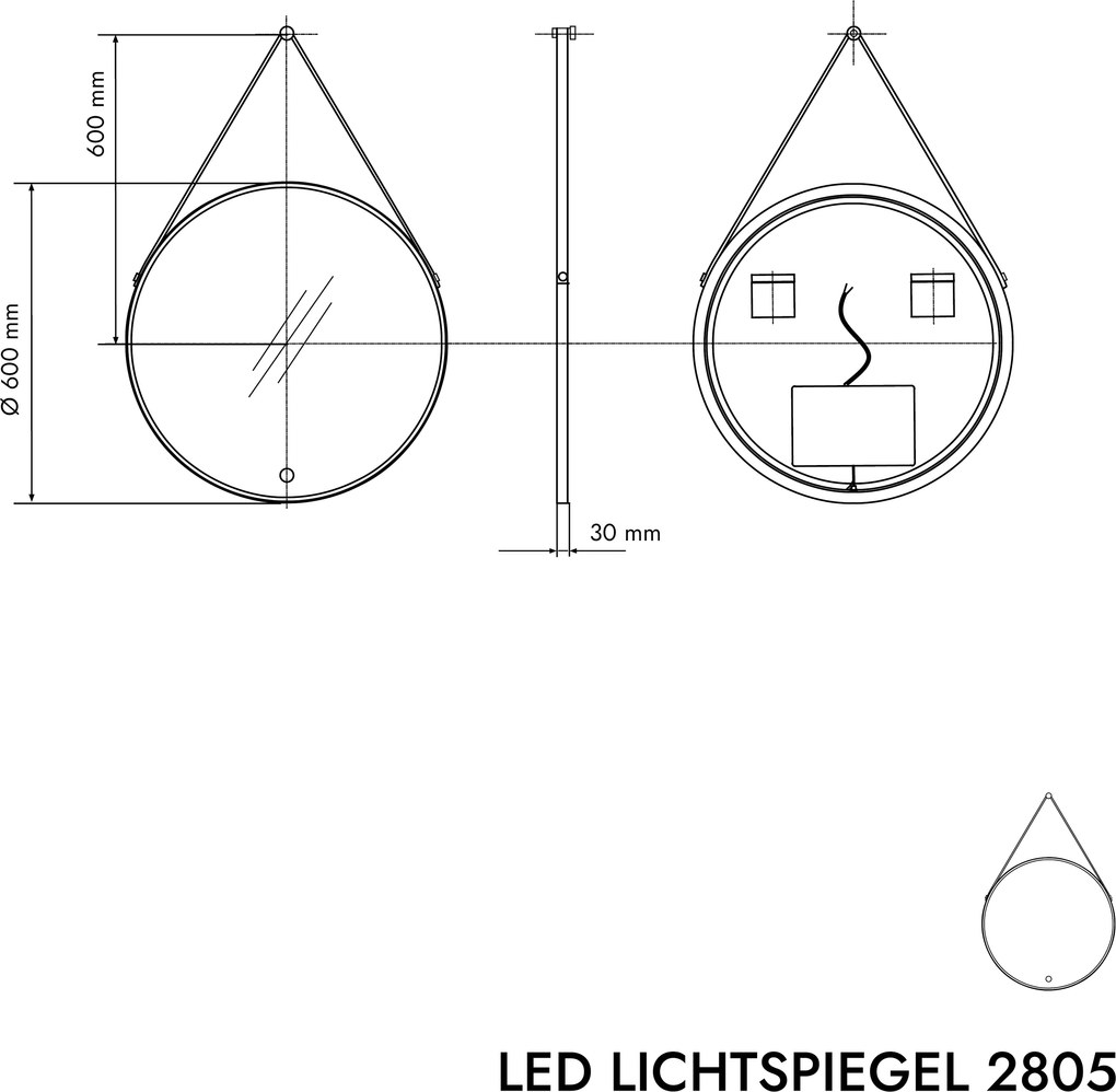Lustro łazienkowe podświetlane LED 2805 okrągłe