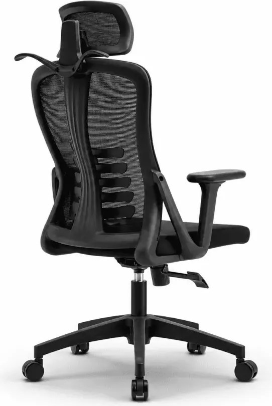 Ergonomiczny fotel burowy obrotowy Komoso – regulowany zagłówek, podłokietniki 3D