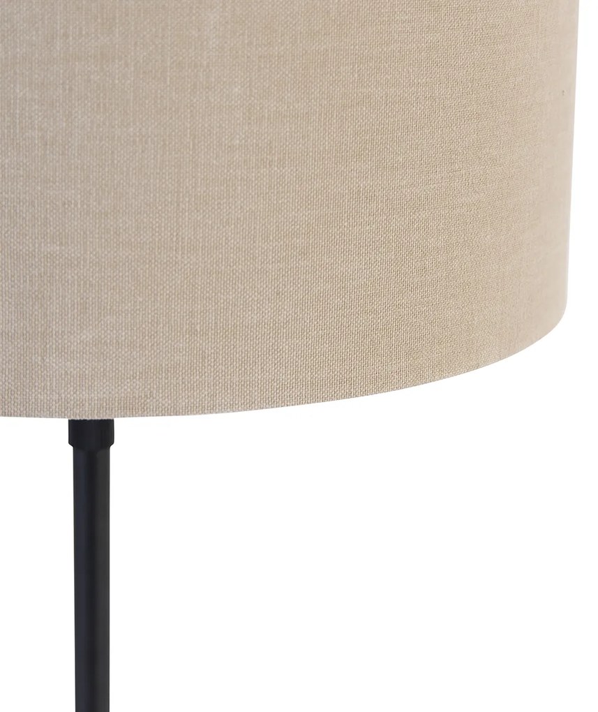 Lampa stołowa czarna regulowana z kloszem w kolorze jasnobrązowym 35 cm - ParteDesignerski Oswietlenie wewnetrzne
