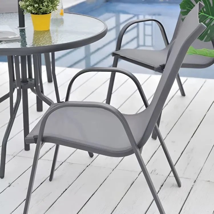 Zestaw 4 krzeseł ogrodowych sztaplowanych Isla 092, szary