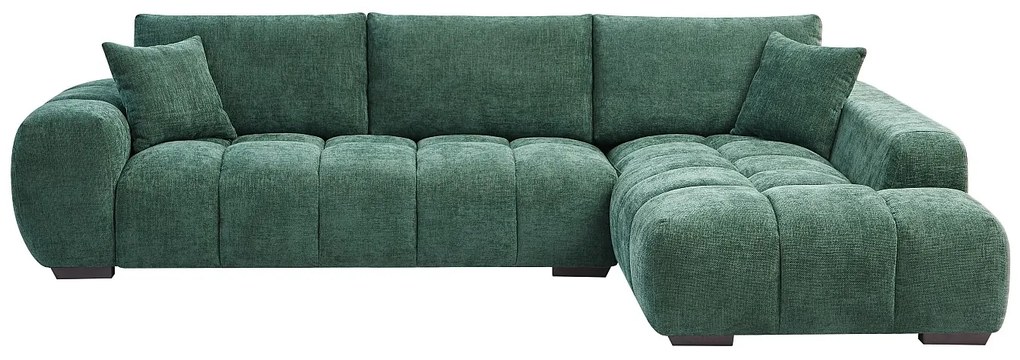 Kanapa narożna prawostronna z zieloną teksturowaną tapicerką - BERENIA