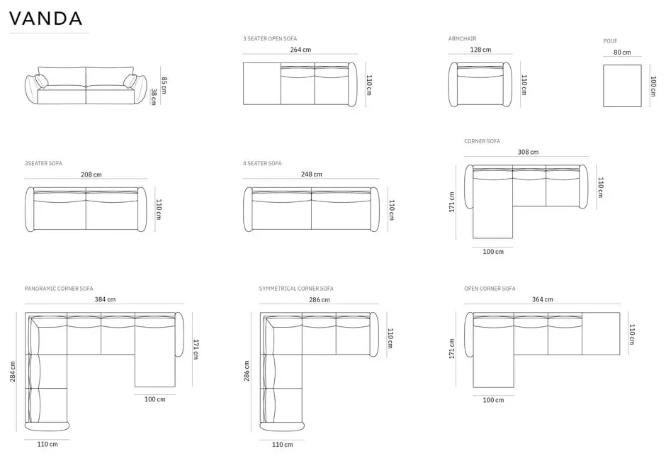 Beżowa sofa 208 cm Vanda – Mazzini Sofas