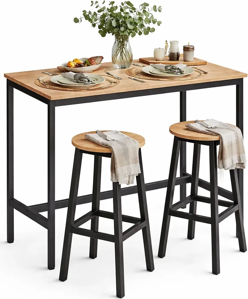 Loftowy stół barowy do kuchni z 2 stołkami dąb sonoma P3-E92