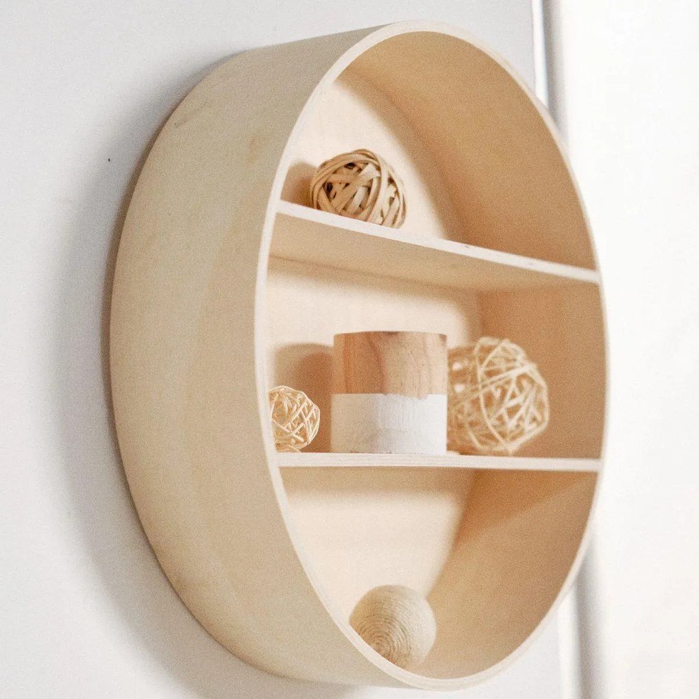 Półka ścienna Simplicity, drewniana, Ø 38,5 cm