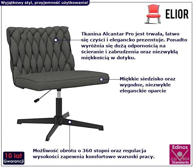 Fotel do biurka glamour ciemnoszary - Metropolix
