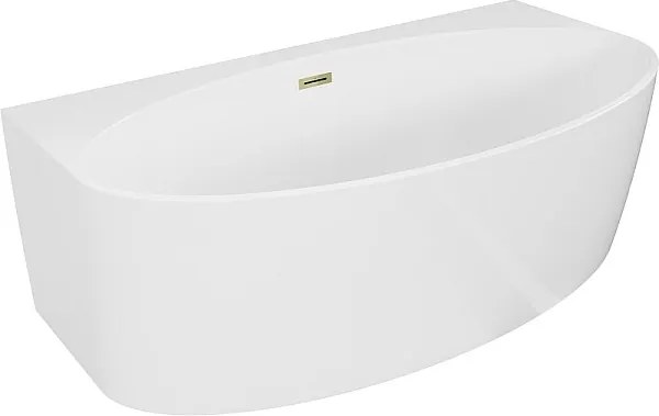 Mexen Bruna wanna wolnostojąca przyścienna 150 x 82 cm, biała połysk, przelew złoty - 52731508200-50