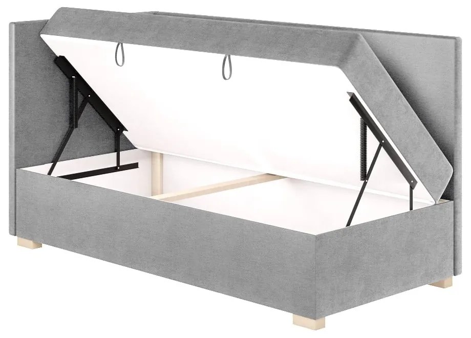 Szare narożne łóżko dziecięce ze schowkiem i materacem 90x200 cm Flexi – Ghado