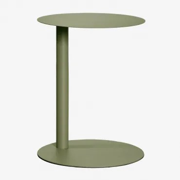 Okrągły Stolik Pomocniczy Ø40 Cm Ze Stali Yannik Intensywny Verde Olive - Sklum
