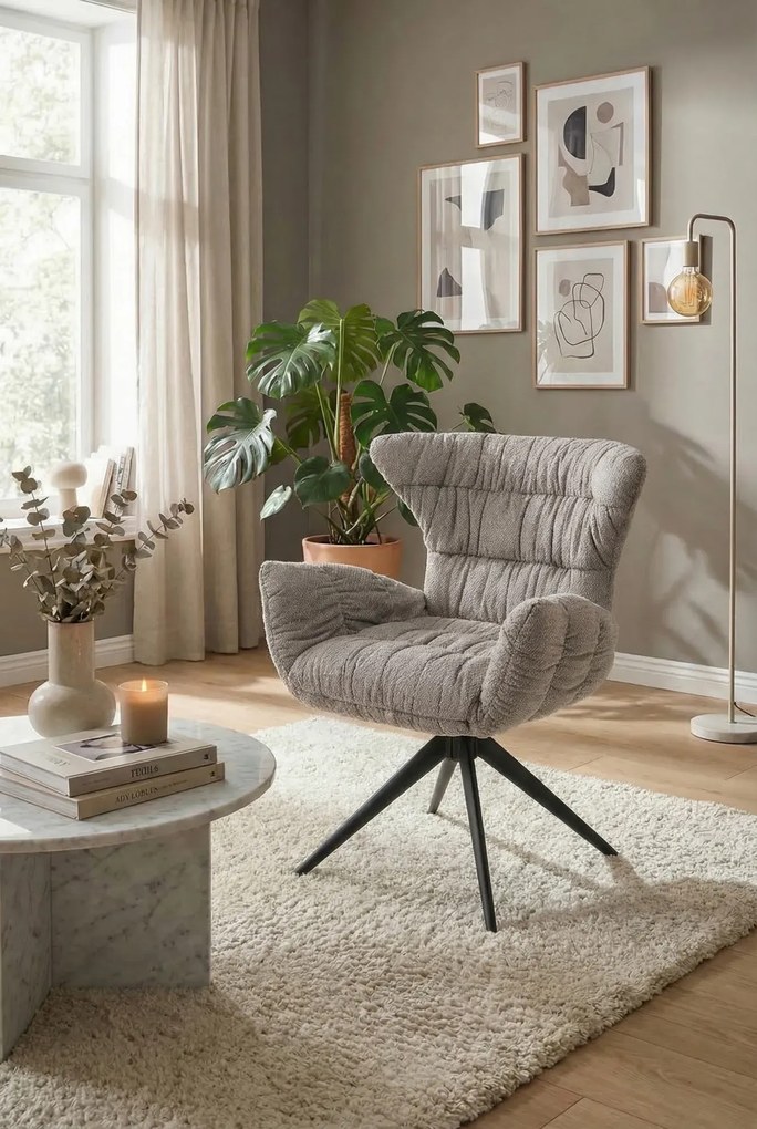 Szare designerskie tapicerowane krzesło obrotowe H6-S51