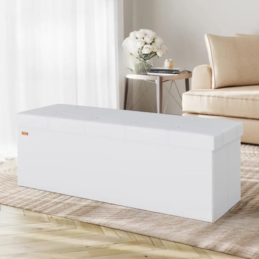 Taboretka z miejscem do przechowywania BELLA, 115x40x40cm, biała Casaria