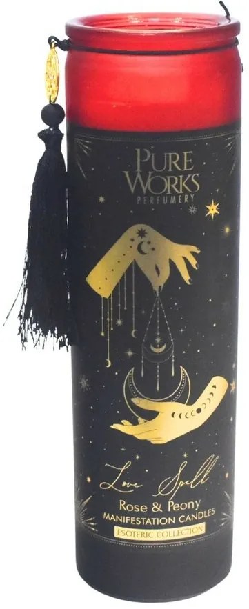 Arome Organiczna świeca Rose&amp;Peony 300 g wkolorowym wysokim szklanym słoiku z frędzelkiem