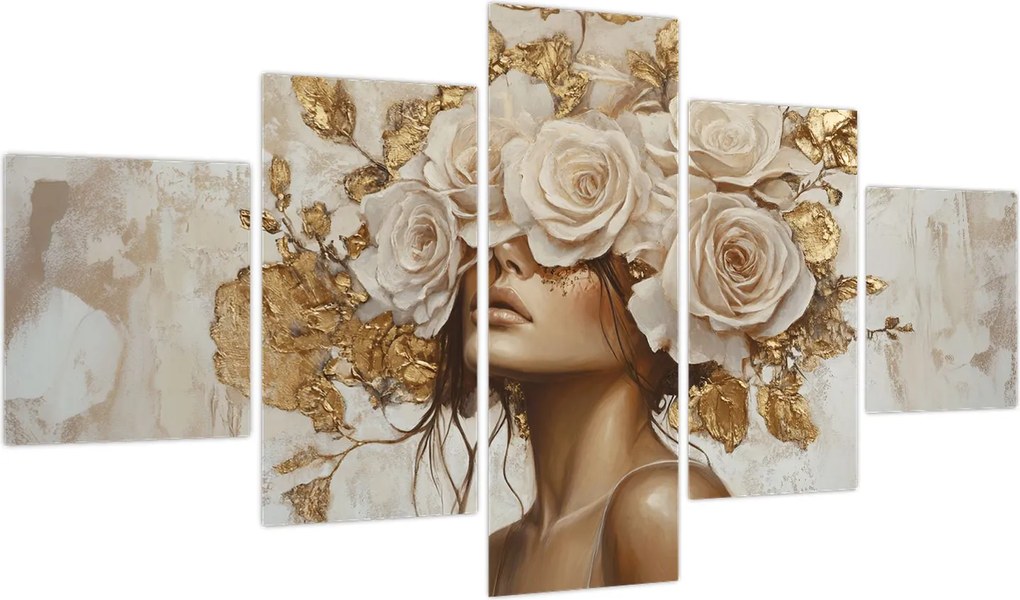 Obraz - Dziewczyna z różami (125x70 cm)
