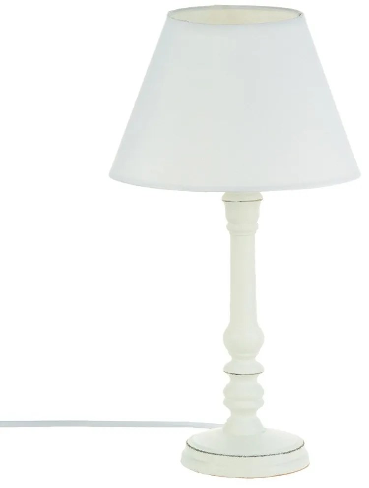 Lampa stojąca w stylu vintage z drewnianą podstawką