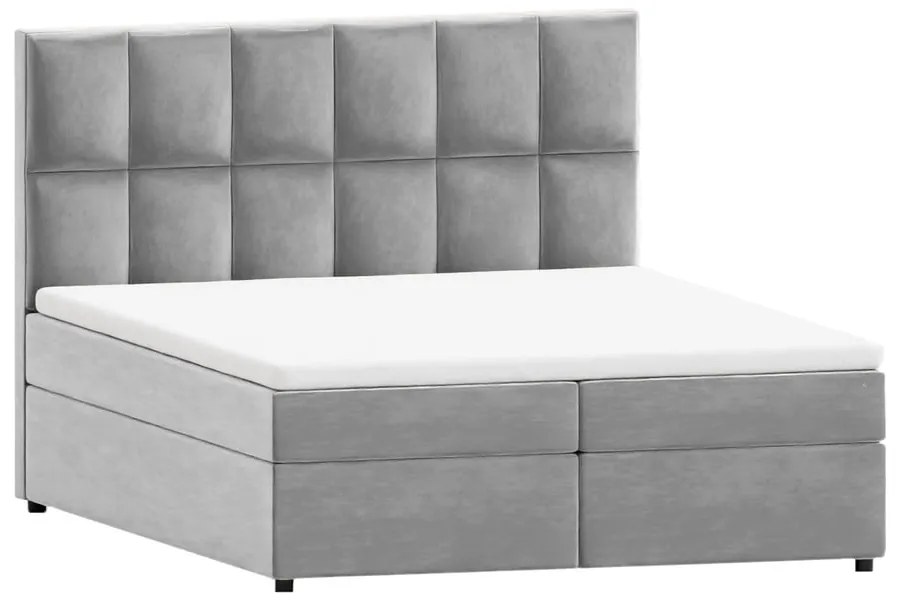 Jasnoszare łóżko boxspring ze schowkiem 160x200 cm Flip – Ropez